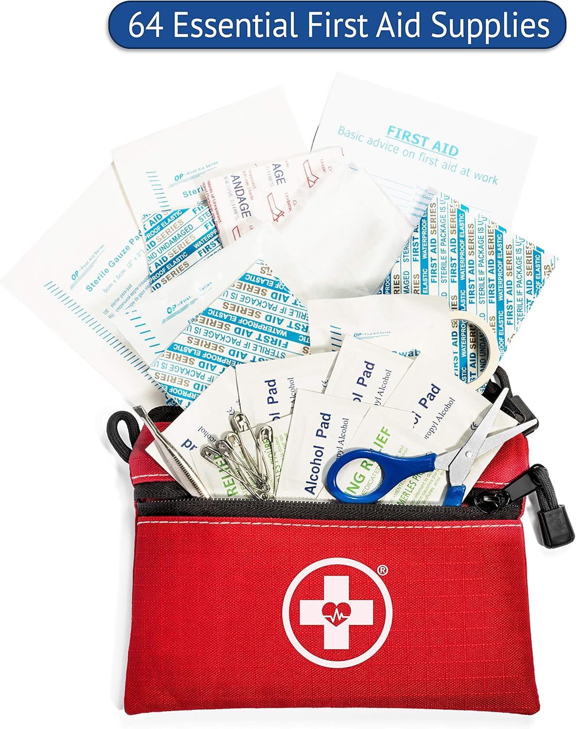 Swiss Safe Survival First Aid Kit Pocket Sized Pouch, Lightweight & Compact with Dual Zippers (200 Piece): Health & Personal Care