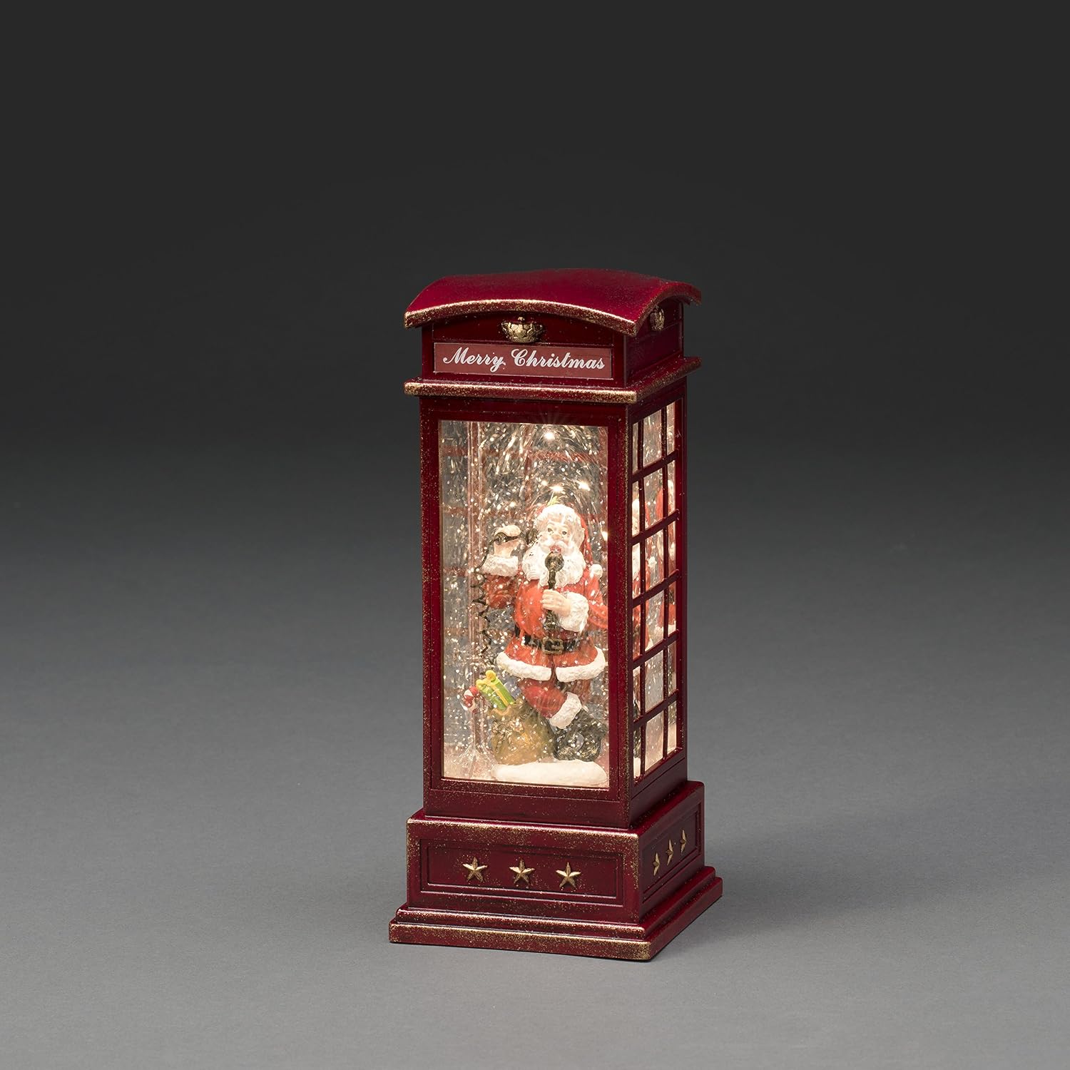 Konstsmide Lantern : Santa in Red Telephone Box, Water Filled : Battery Operated & Timer : 4363-550 - Image 3