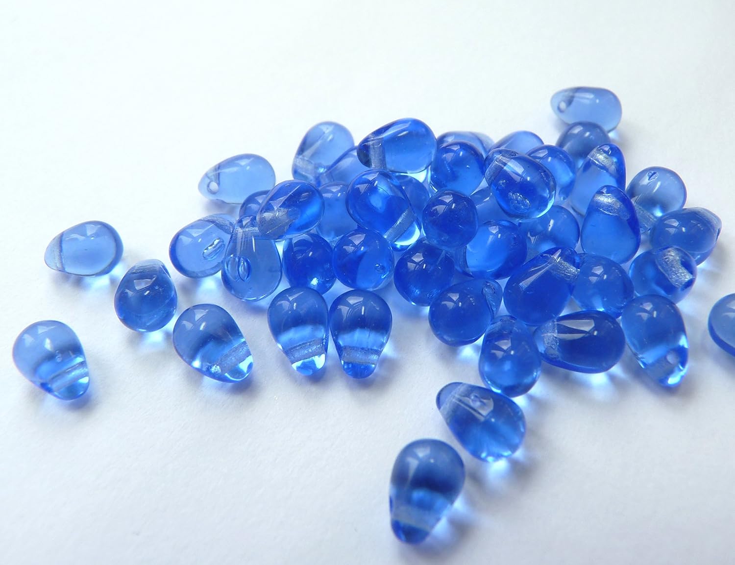 Top Side Drilled Czech Glass Teardrop Beads 4x6mm Teardrop Etched