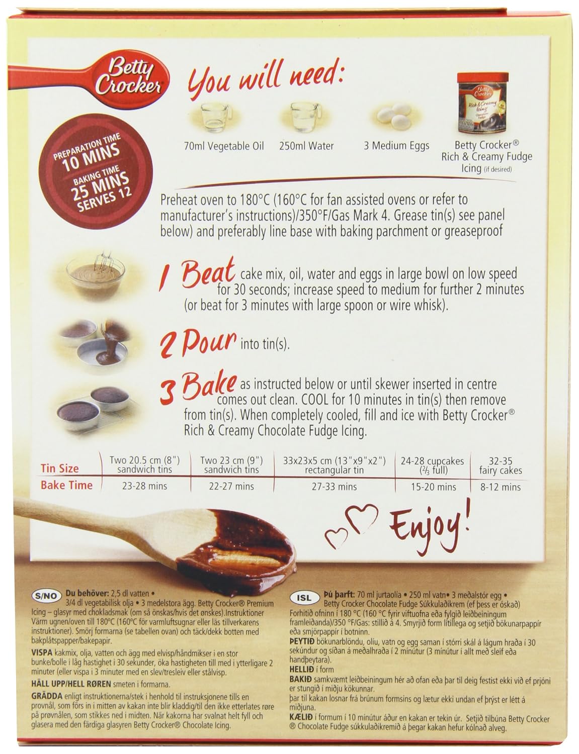betty crocker chocolate cake mix directions