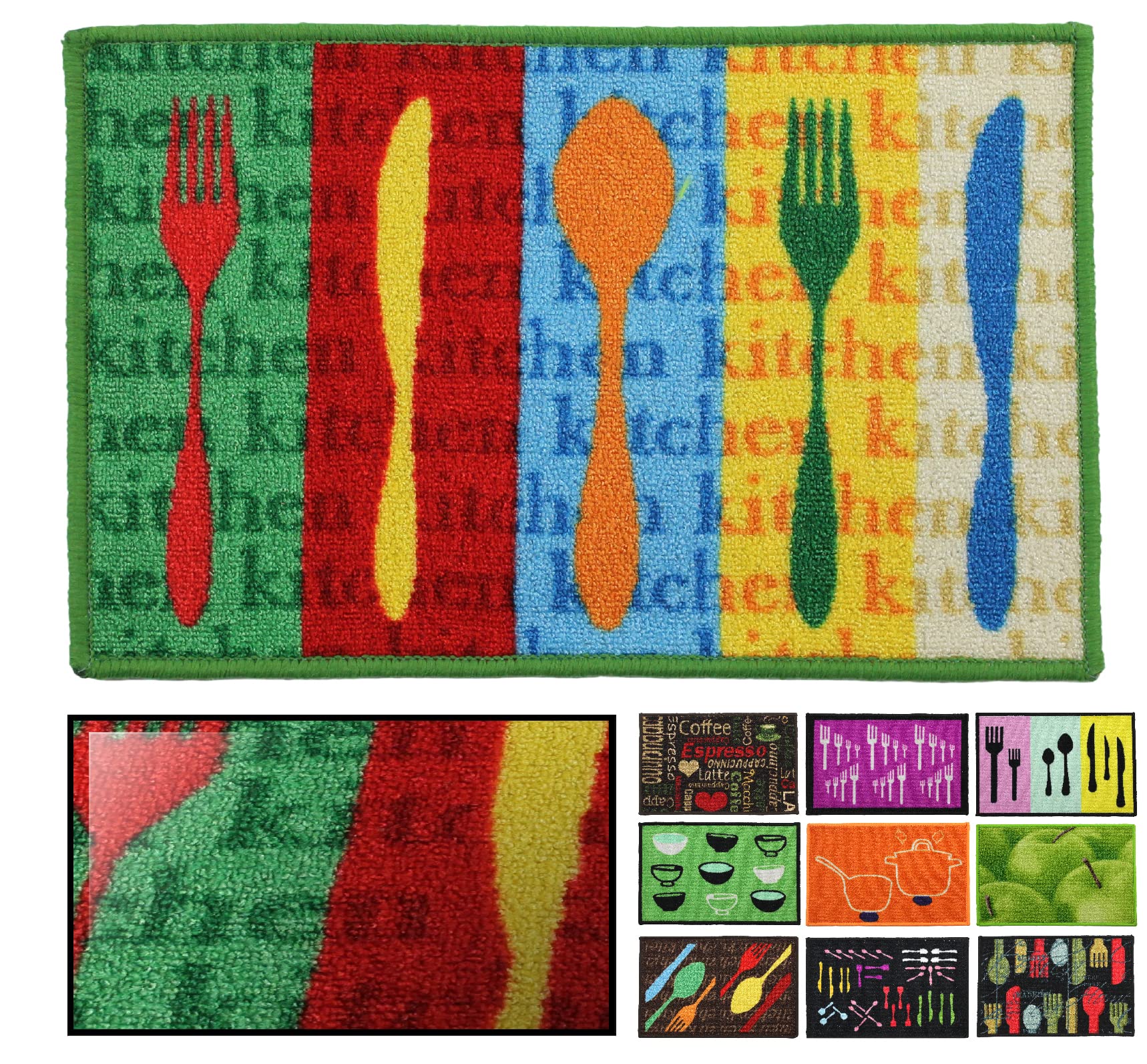 LUCA HOME – Kitchen Rug, Non-Slip Highly Absorbent, Cutlery Doormat, 50 x 130 cm, Indoor Doormat, Machine Washable
