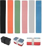 Wonafa 6 Pcs Lunch Box Fixing Band Bento Box Elastic Belt Bento Box Band bento box replacement bands for Camping Office,Random color (Style 3)