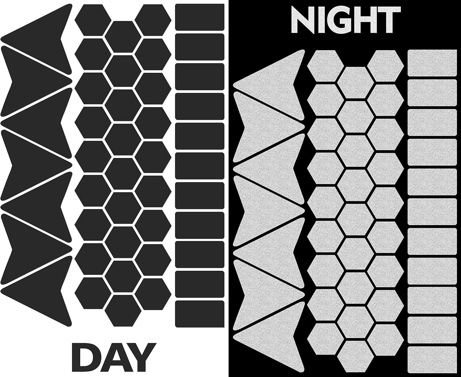 45pcs High Visibility Warning Reflective Stickers Hexagon