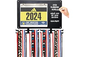 MedalAwardsRack Race Bib and Medal Display for Track, Marathons, Triathlons, Races, and More – Holds up to 28 Medal and 20 Race Bib