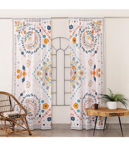 Cortinas Con Estampado De Mandala Indio Para Ventana De Cocina, Cortina Y Cenefa, Juego De Tapiz Para Recámara, Cortina India Para Balcón, Decoración De Habitación, Cortina Bohemia (multicolor