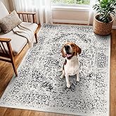 Washable 3x5 Area Rug for Entryway - Kitchen Non Slip Low-Pile Rugs Vintage Soft Thin Carpet Small Stain Resistant Mat for Be