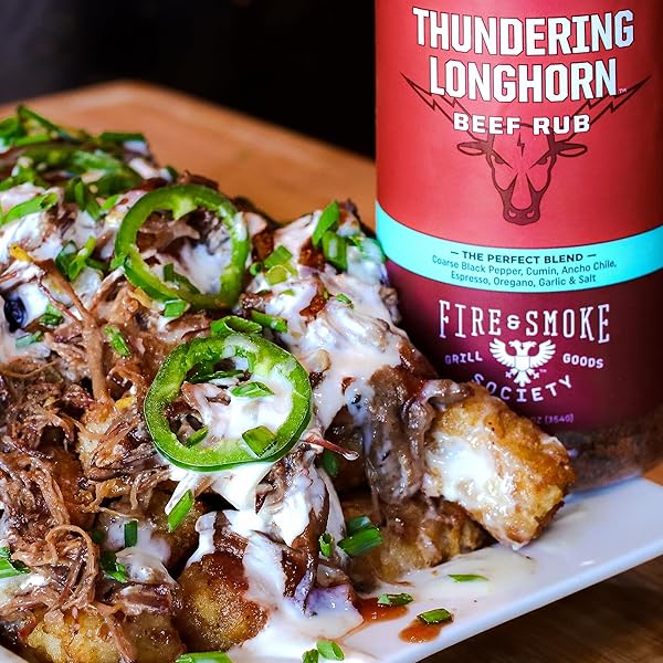 FIRE & SMOKE SOCIETY THUNDERING LONGHORN STEAK SEASONING | 6.1 OZ M | STEAK RUB FOR SMOKING AND GRILLING MEAT | BRISKET, BURGERS DRY BBQ RUBS AND SPICES