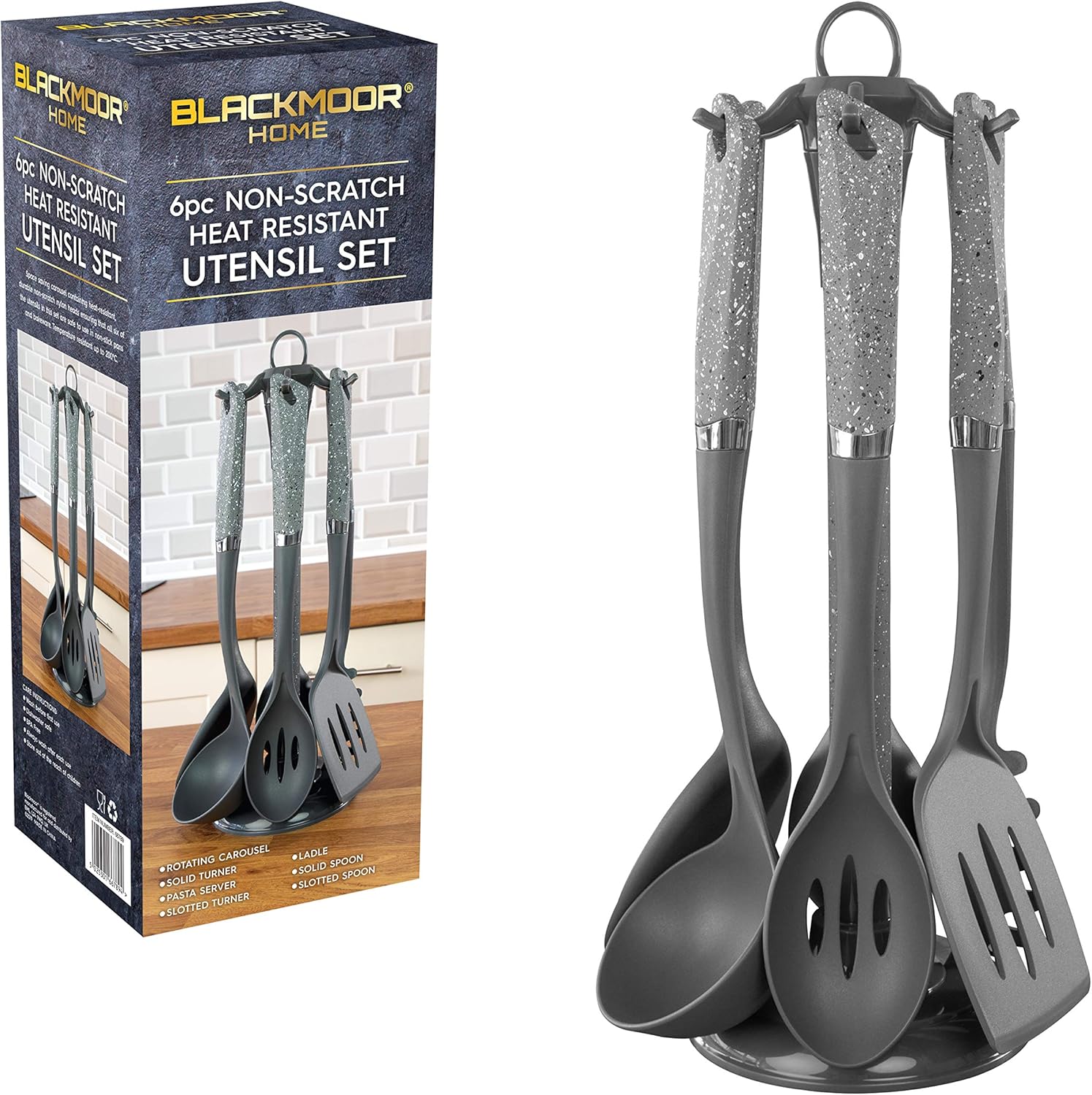 Blackmoor Home 66789 6Piece Grey Kitchen Utensils Set NonScratch