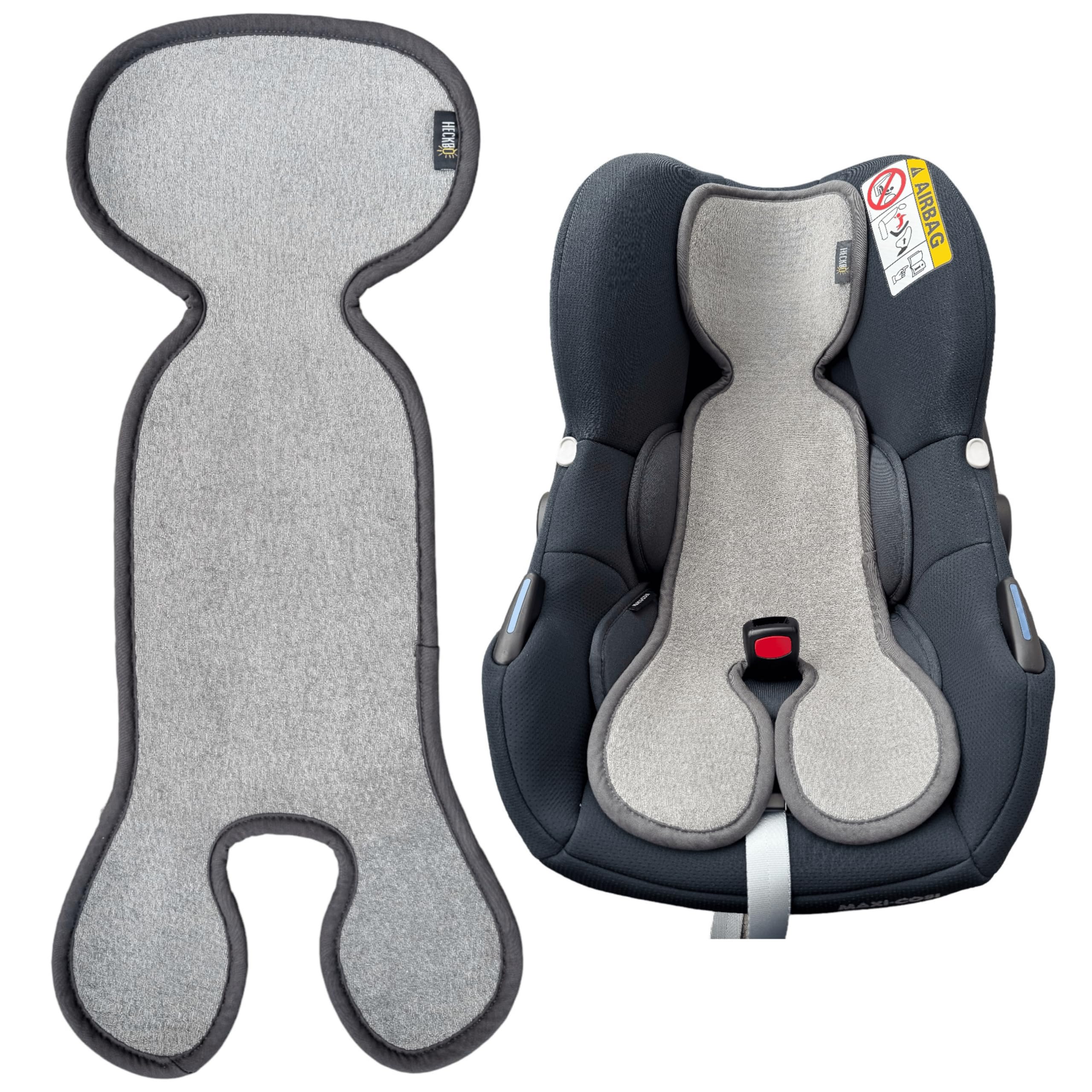 HECKBO Baby Summer Seat Liner – Breathable Anti-Sweat Pad for Infant Car Seat & Stroller – Suitable for Group 0 – Seat Cushion for Girls & Boys – Grey