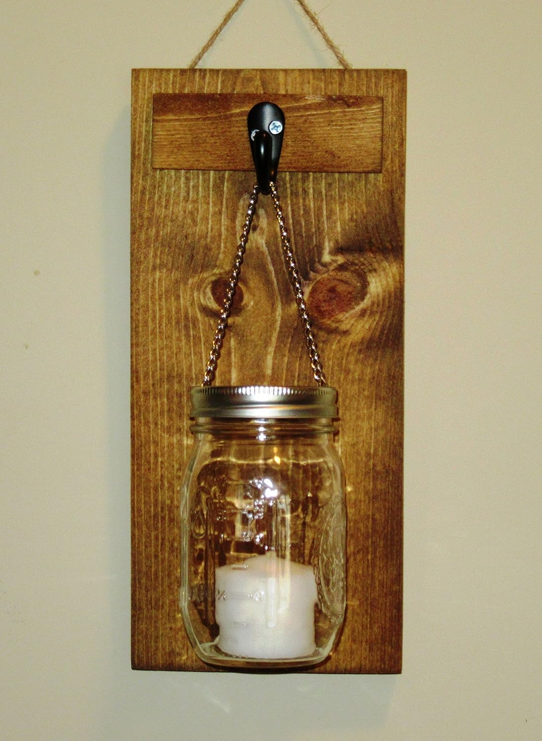 Amazon.com: Rustic mason jar wall sconce - Candle Holder: Handmade