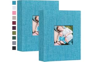 Mublalbum 2 Pack 4x6 Inch Blue Linen Hardcover Photo Albums with 26 Pages Each