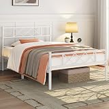 Yaheetech 3ft Single Bed Frame White Metal Slatted Mattress Foundation view 2