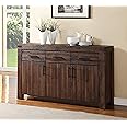 Modus Furniture Meadow Three Drawer Three Door Solid Wood Sideboard, Brick