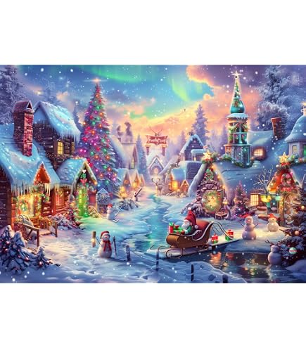 HUADADA 1000 Piece Christmas Jigsaw Puzzle - Premium Recycled Paper, Includes Poster, Ages 14+