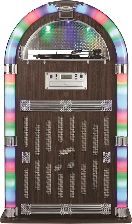 iTek Floorstanding Jukebox with Record Player, Bluetooth Connectivity