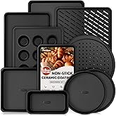 Fire More 10-Piece Nonstick Baking Pan Set, 0.8MM Thick Stackable Bakeware Sets Including Cookie Sheets for Baking, Cooling Rack, Muffin Pan, Cake Pan, Pizza Pan, Loaf Pan