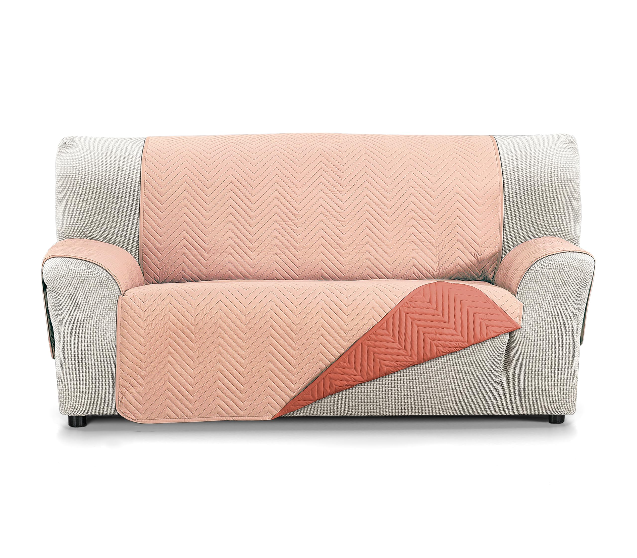 Martina Home Milano Sofa Cover, Quilted Reversible 4 Seater Sofa Protector, Tile/Coral