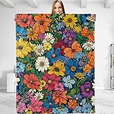 dhakalrlde Colorful Flower Throw Blanket - Plush, Soft, and Cozy Lightweight Flannel Blanket, Warm and Fuzzy - Ideal Gift for Animal Lovers, Perfect for Couch, Sofa, Bed, Travel, Office - 50"x60"