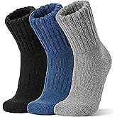 Merino Wool Boot Socks Thermal Winter Warm Thick Cozy Hiking Socks for Men Women 3 Pairs