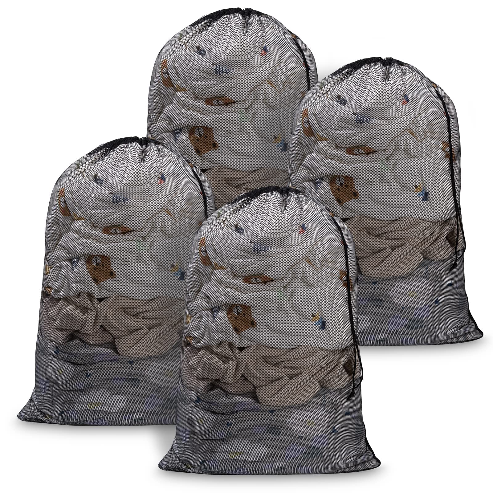 Meowoo 4Pcs Laundry Bag with Drawstring,70×90cm Mesh Laundry Bags for Delicates Heavy Duty Net Washiing Bag for Washing Machine