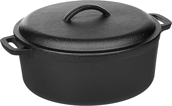 AmazonBasics - Horno holandés de hierro fundido pretratado con asa