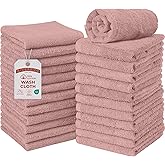 RIVERSIDE Pack of 24 Wash Cloths for Showering, 12 x 12 Inches, Super Soft & Absorbent, 100% Cotton Washcloths Premium Quality Flannel Face Cloths for Bathroom, Gym, Spa (Dusty Rose, 24 Pack)