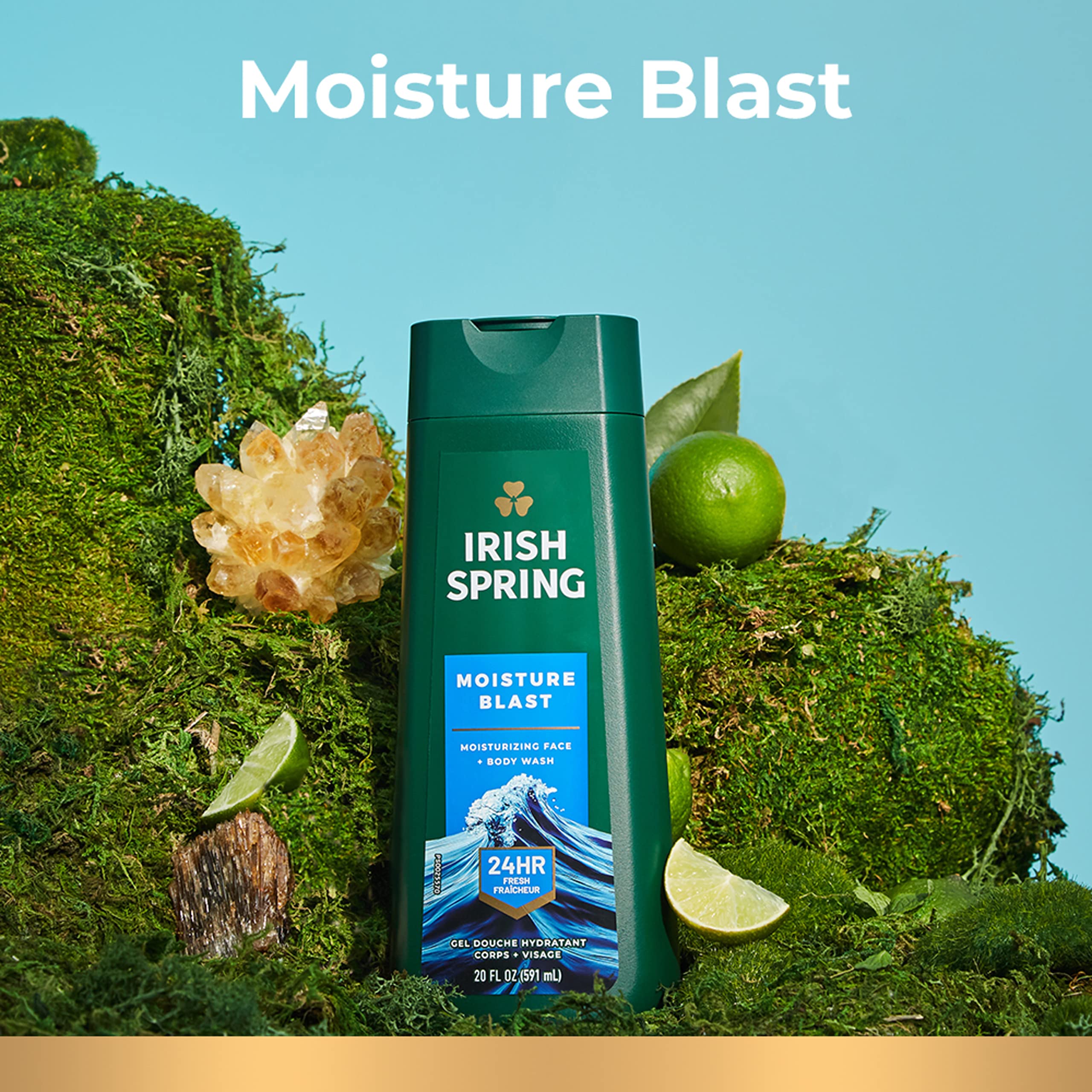 Irish Spring Moisture Blast Body Wash for Men, 20 Fl Oz (Pack of 2