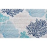 LUVADIAN Blue Beach Door Mat - Beach Coastal Outdoor Welcome Mat, Nautical Door Mat, Beach House Decor, Coastal Ocean Bathroo