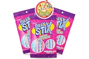 Silly Stix Sour Filled Candy Straws - 2.75 oz Bag - Pack of 3 - Variety of Flavors - Tropical Punch, Orange, Cherry, and Grape with Fusion Sweets and Snacks Sticker