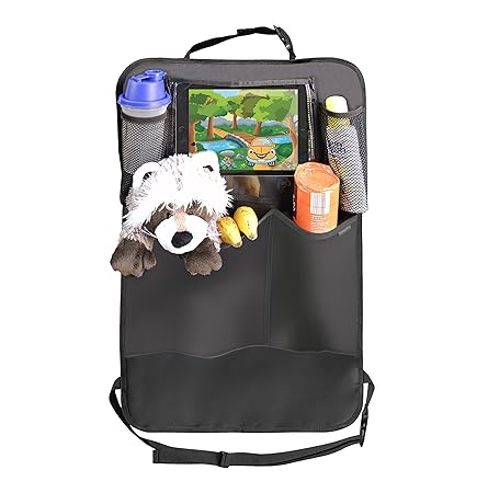 Premium Rückenlehnenschutz (1 Stück), Große Taschen und iPad-/Tablet-Fach, Auto Rücksitz-Organizer für Kinder, Autositz-Schon