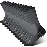 BAMBOO COOL Men's Crew Socks Athletic Running Sports Socks, Cushioned Moisture Wicking, Breathable Arch Support 6 Pack