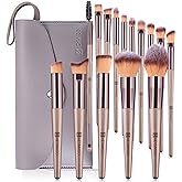 HEYMKGO Makeup Brushes 15PCS Champagne Gold Professional Makeup Brush Set Foundation Brush Blending Powder Blush Concealer Ey