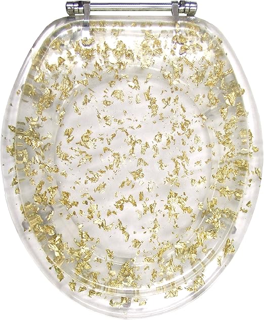 Ginsey Standard Resin Toilet Seat With Chrome Hinges Gold Foil Bathroom Decor Home Garden Toilet Seats Ayianapatriathlon Com