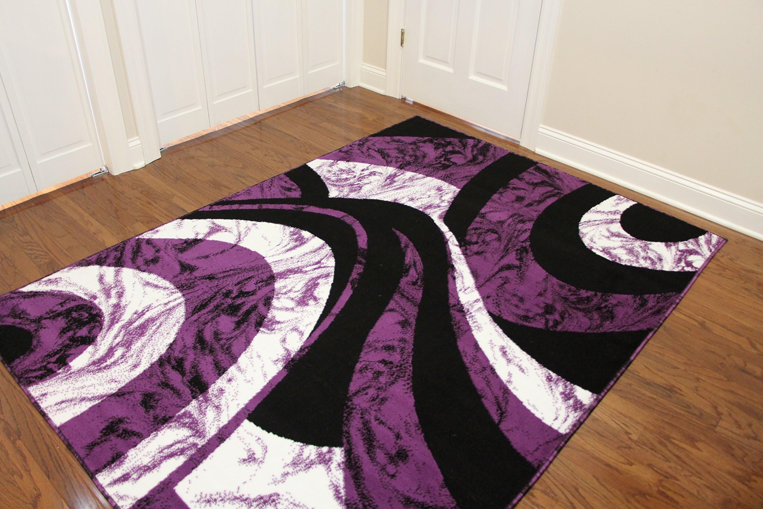 Royal Trading Eldorado Modern Design Printed Swirls Area Rug, Luxurious, Elegant, and Fashionable Area Rug (5'3"X7'2", Purple)