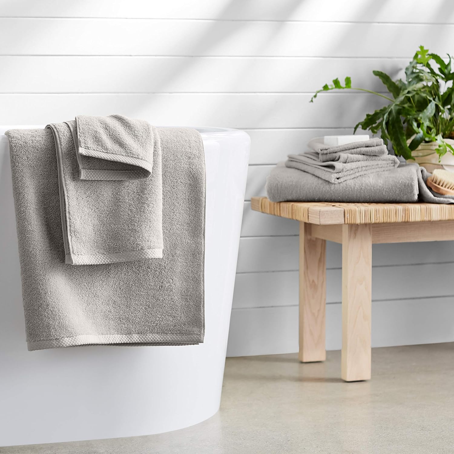 Basics Quick-Dry, Luxurious, Soft, 100% Cotton Towels, Platinum - 8-Piece Set: Home & Kitchen