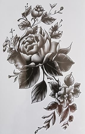 Ndtatouage Temporaire Femme Tattoo Ephemere Autocollant Grande Fleur Noir