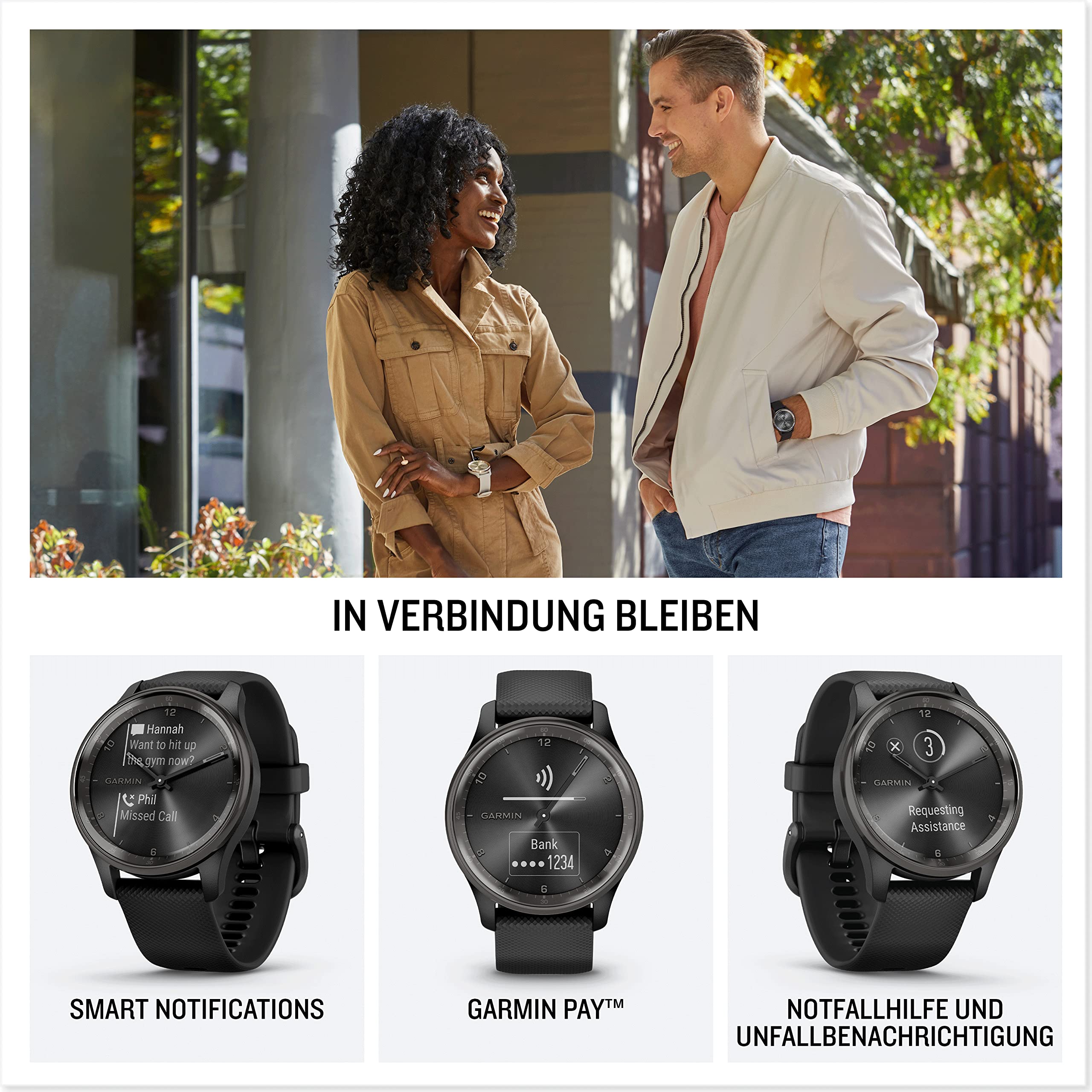 Garmin vívomove Trend - Hybrid Smart Watch with Analog Hands and Touch Display, Fitness/Health Functions, Sleep Analysis, GarminPay, Notifications and Up to 5 Days Battery Life