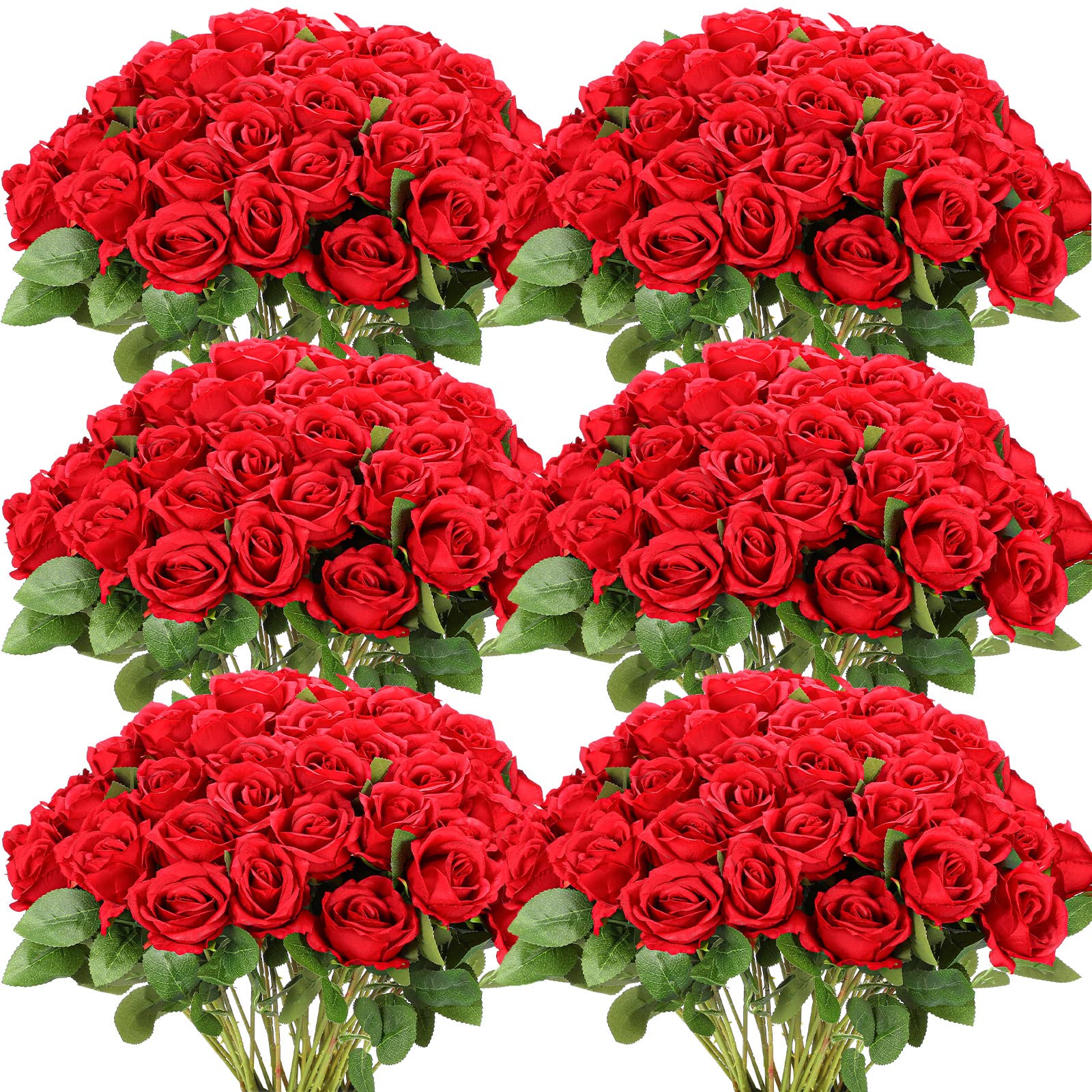 Jexine 50 Pcs Artificial Rose Flower Bulk Realistic