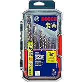 BOSCH CO14 14-Piece Assorted Set with Included Case Cobalt Metal Drill Bit with Three-Flat Shank for Drilling Applications in