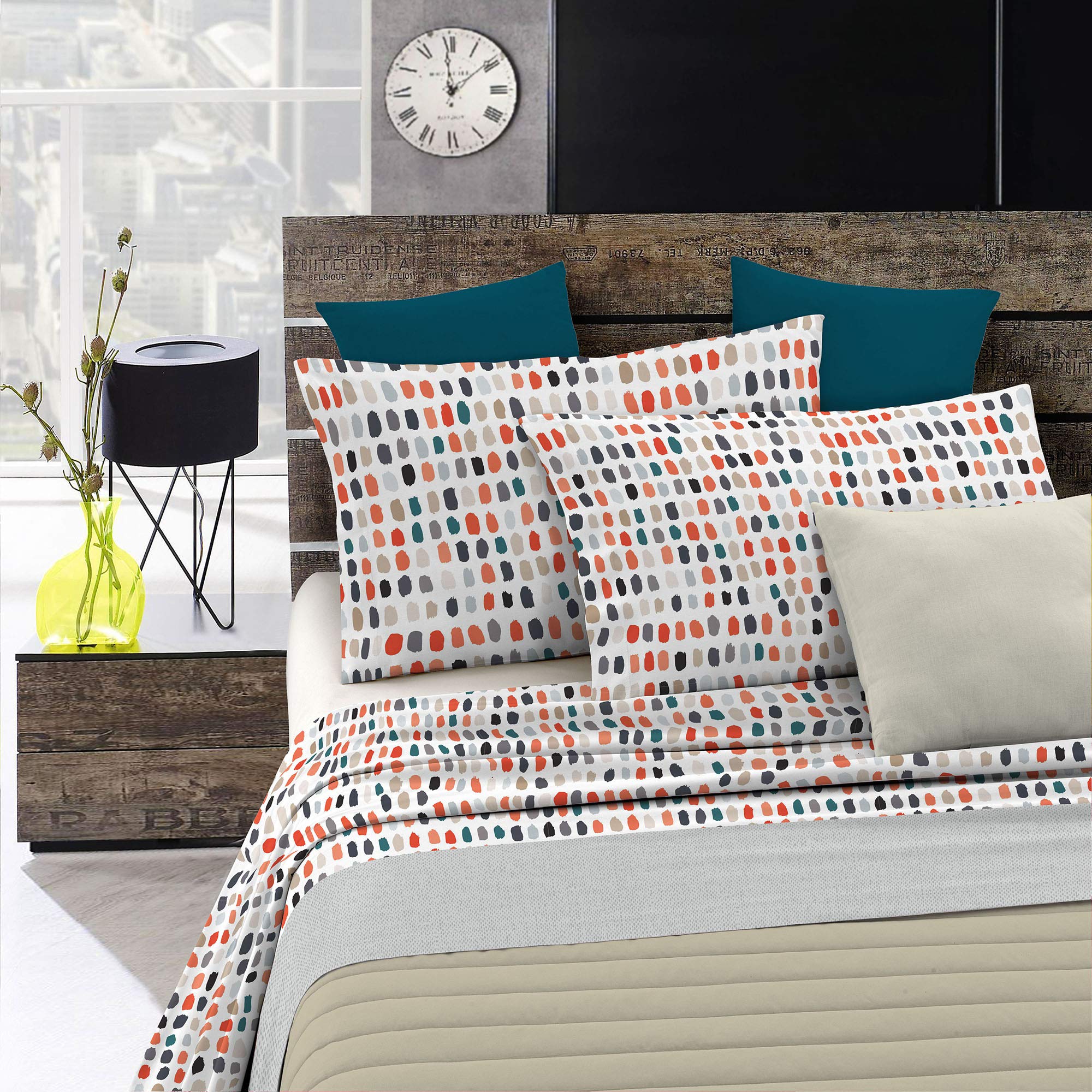 Italian Bed Linen “Watercolor” Bed Linen Set, WT15, Double, Cotton