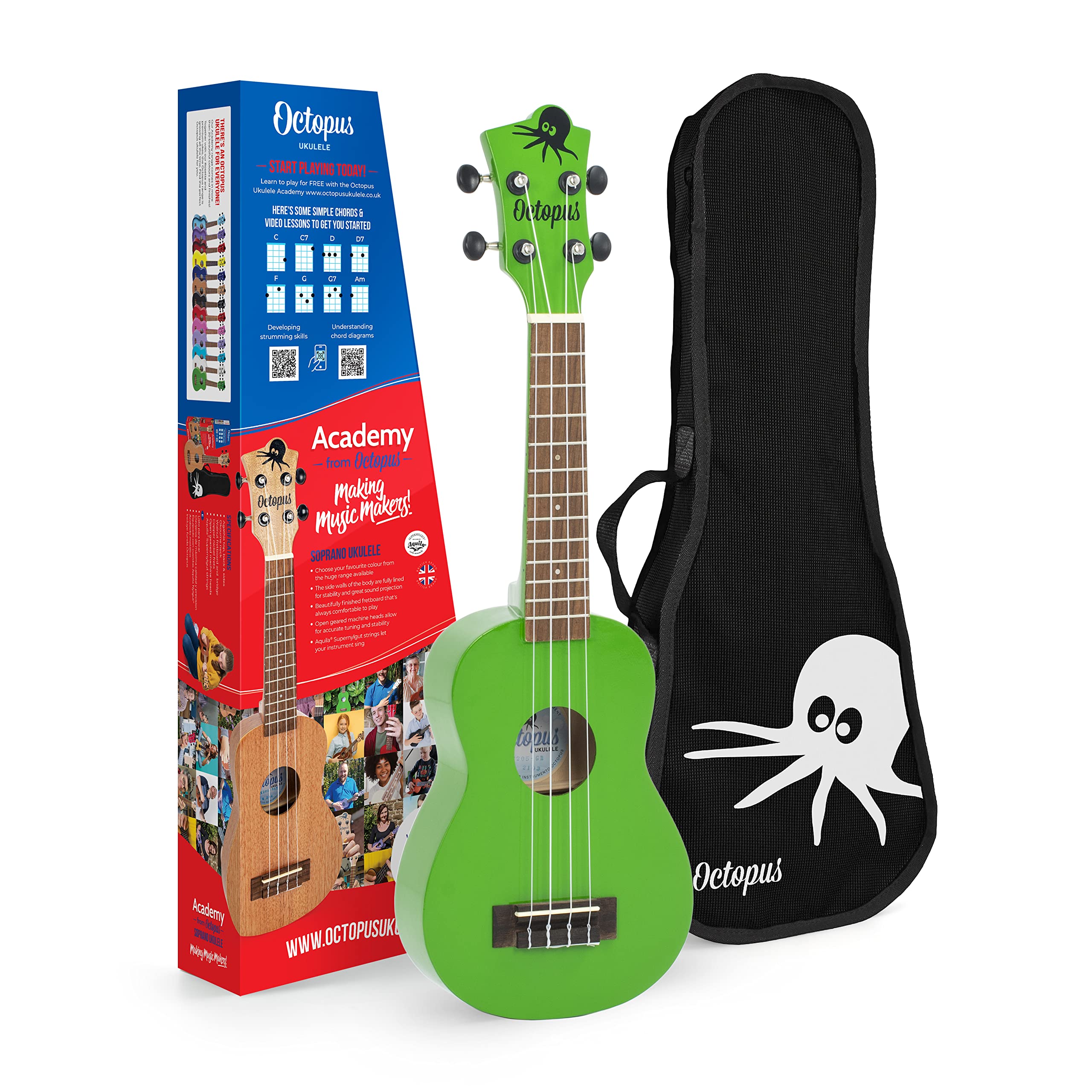 Octopus UK205-GR Academy soprano ukulele in green