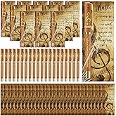 Trandraft 30 Sets Music Party Favors for Students Inspirational Pen with Bookmarks Awards for Choir Students Teacher Music Lover Classroom Musician Studio Club (Wood Grain)