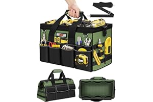 VEITORLD Heavy Duty Tool Bag 16-Inch - 19 Pockets Tool Organizer, Portable Electrician Toolbox W/Soft Handle, Christmas Birthday Gift Ideas for Men Dad Husband Him Mechanic Plumber, Wide Mouth Tool Storage Box
