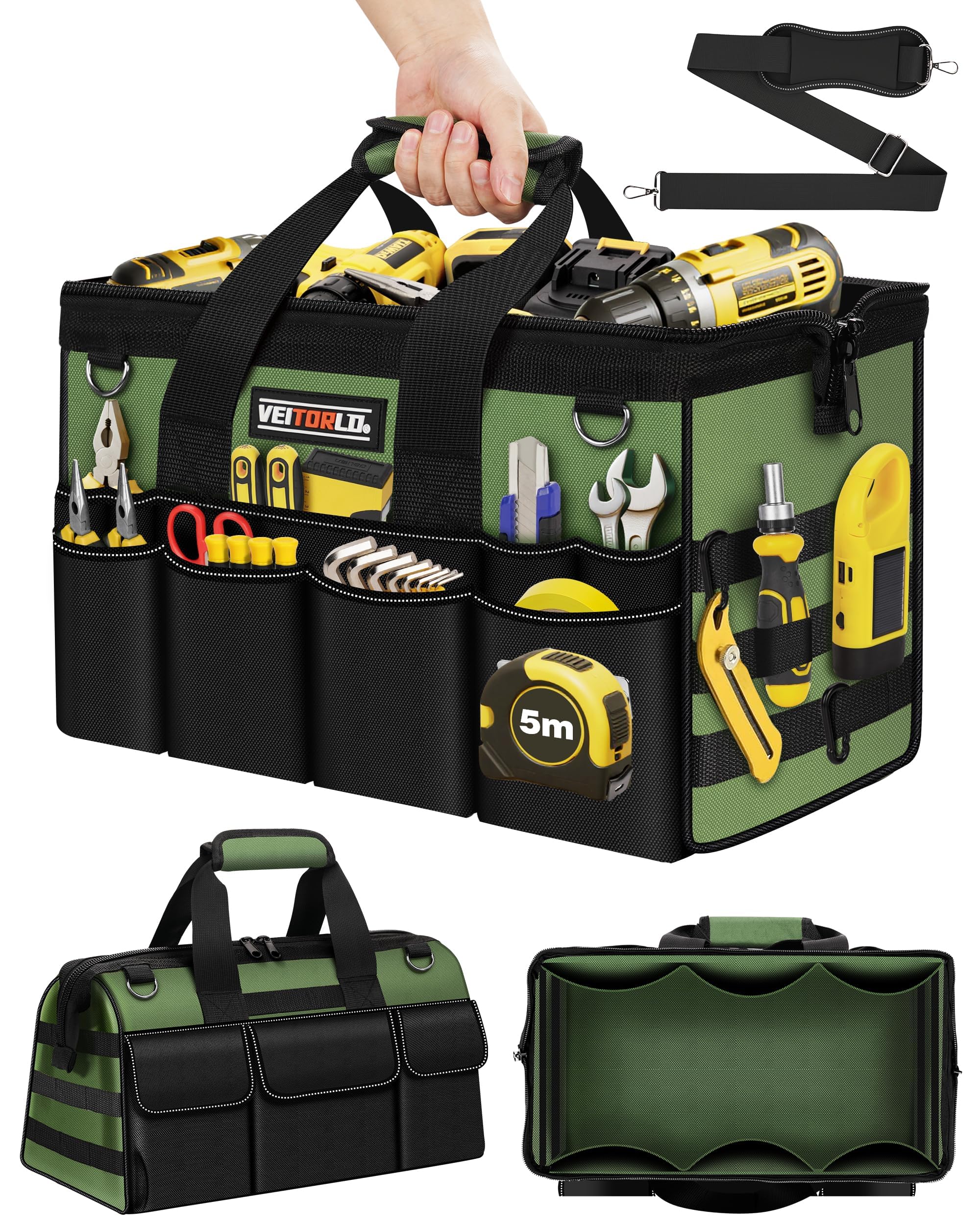 Heavy Duty Tool Bag 16-Inch - 19 Pockets Tool Organizer, Portable Electrician Toolbox W/Soft Handle, Christmas Birthday Gift Ideas for Men Dad Husband Him Mechanic Plumber, Wide Mouth Tool Storage Box Image Heavy Duty Tool Bag 16-Inch - 19 Pockets Tool Organizer, Portable Electrician Toolbox W/Soft Handle, Christmas Birthday Gift Ideas for Men Dad Husband Him Mechanic Plumber, Wide Mouth Tool Storage Box Image
