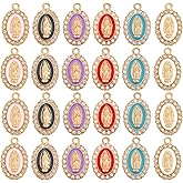 LEGENTLISUR 36Pcs Virgin Mary Charms for Jewelry Making Alloy Enamel Pendant Charms with Rhinestone for Bracelets Necklace Earring Keychains DIY Supplies