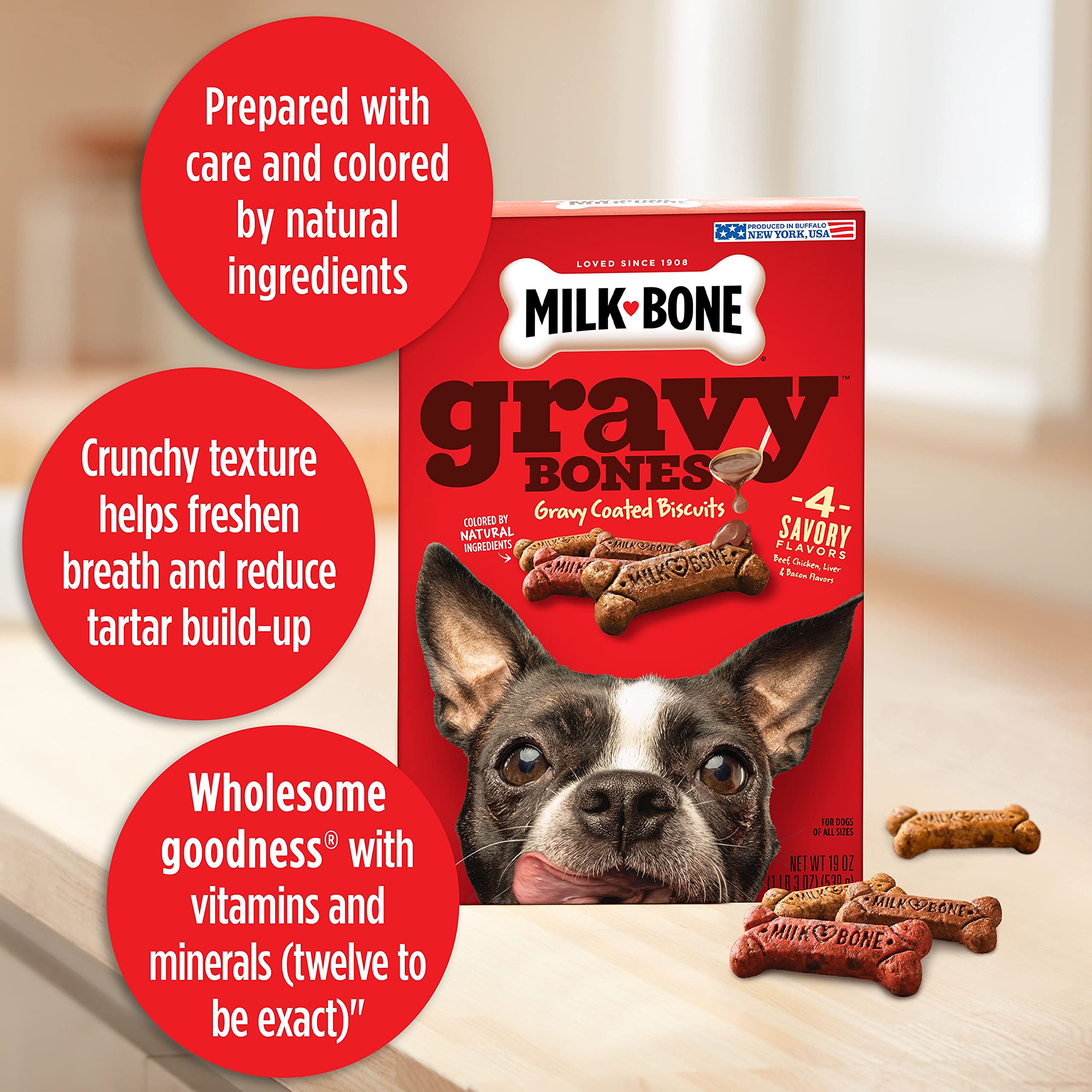 MilkBone Gravy Bones Dog Treats with Savory Meat Flavors, 7 Pound