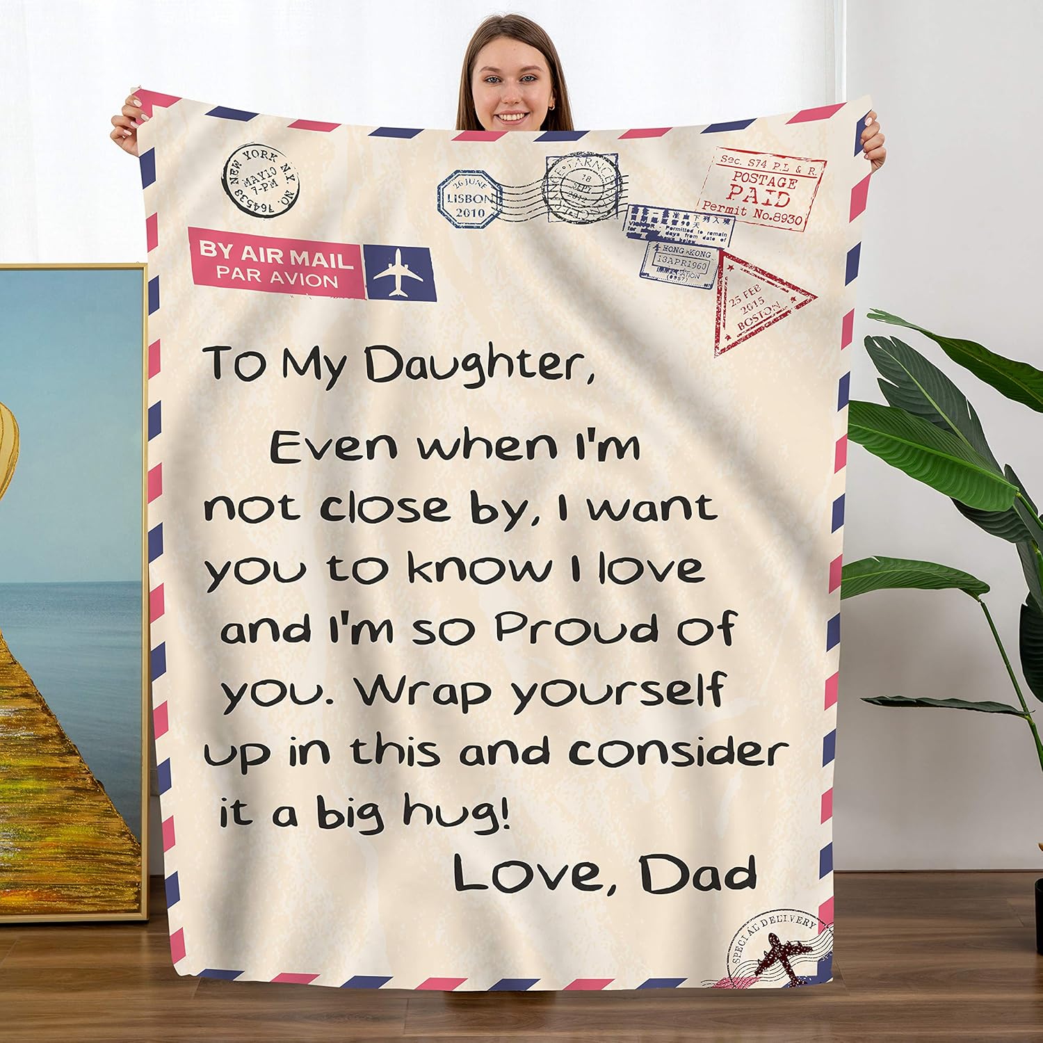 Personalized Flannel Blanket to Daughter Gift from Dad Chrismas