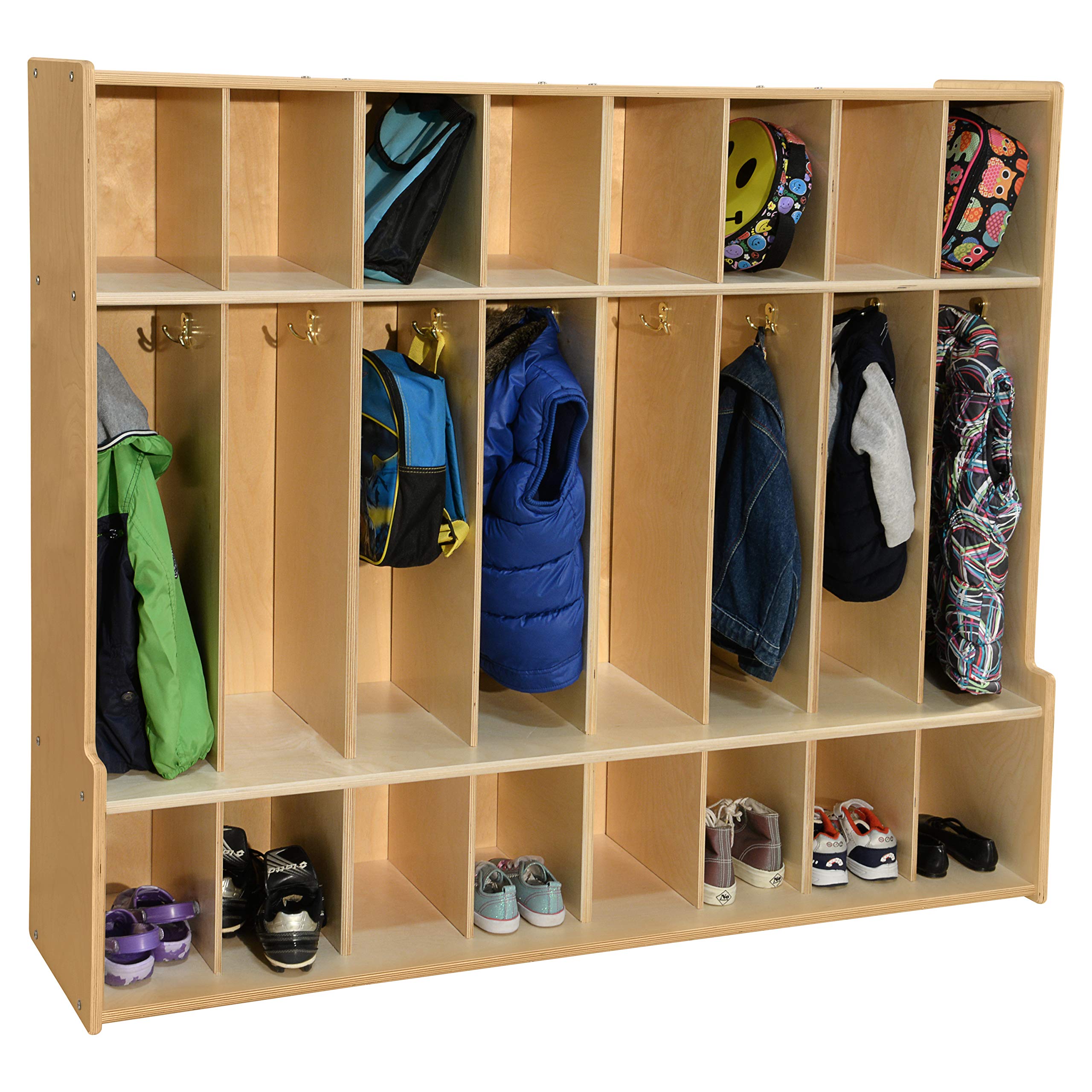 Contender 8 Section Coat Locker with Bench & Cubby Storage, Wooden ...