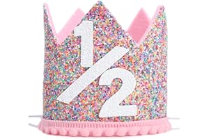 WAHAWU Rainbow Crown for Half Birthday Party - Glitter Crown, Kids Hats, Baby Photo Props, Birthday Decoration, Girls Hair Accessories