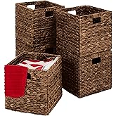 Best Choice Products 10.5x10.5in Pack of 5 Cube Storage Baskets, Water Hyacinth Multipurpose Collapsible Organizers, Handwoven Laundry Totes for Laundry, Living Room, Kids Room & Nursery - Brown